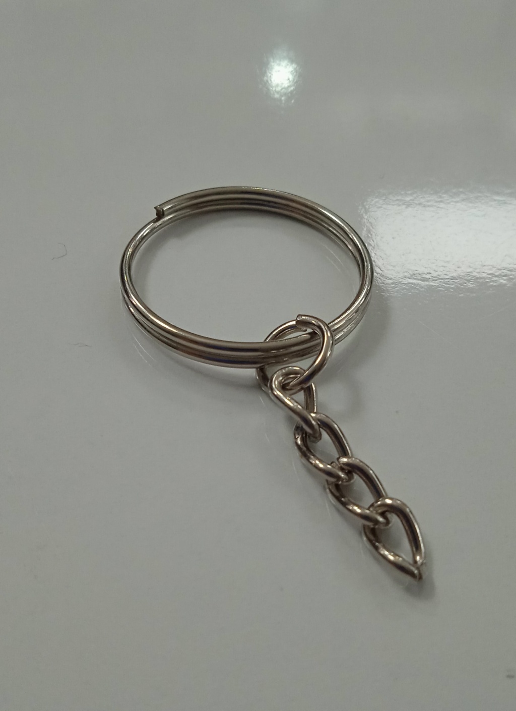 2 cm Zincirli Anahtarlık Halkası Üstten C Bağlantılı Tel Nikel - (250 )